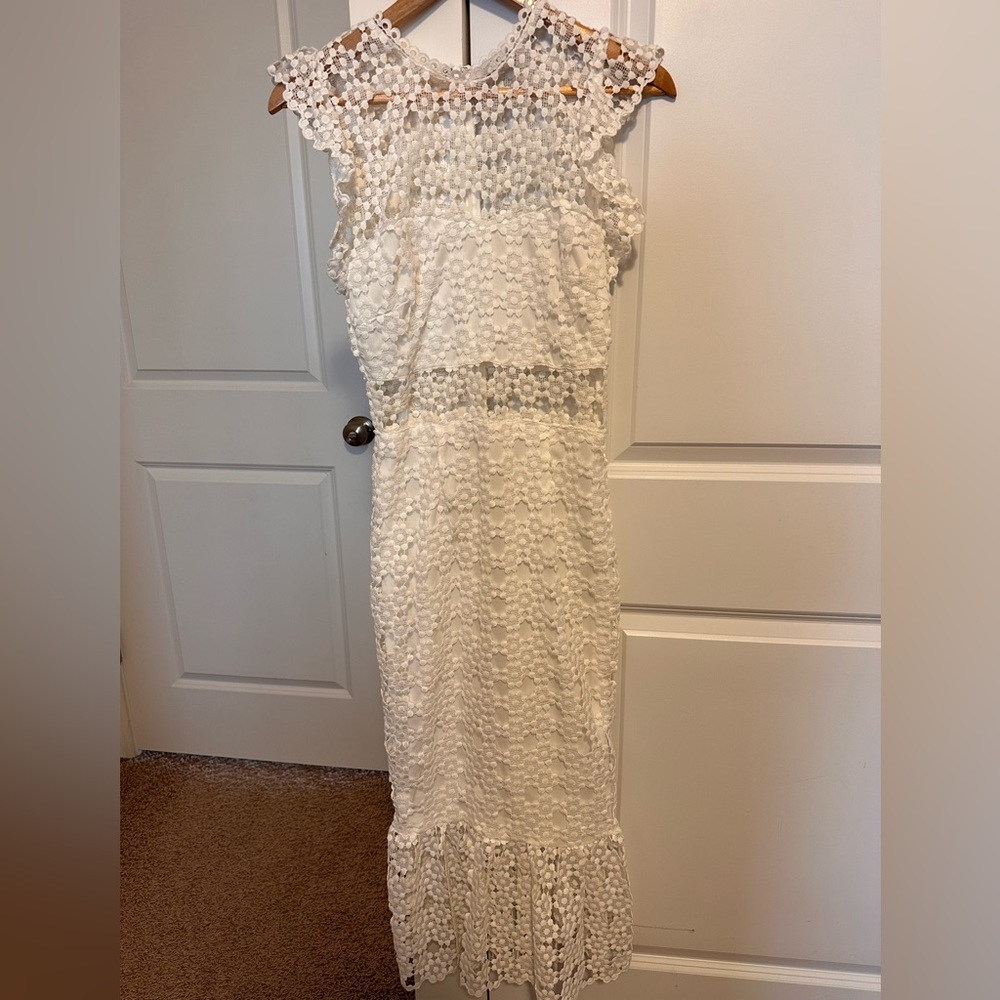 Petal & Pup Cream Lace Midi Dress